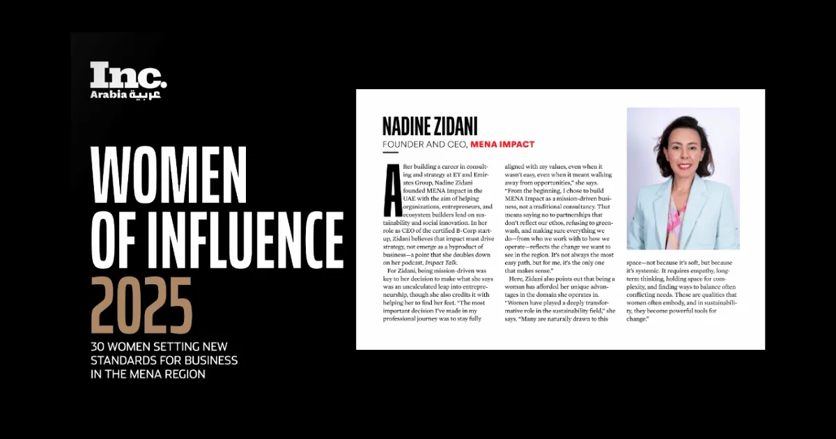 Women Of Influence 2025: MENA Impact's Nadine Zidani